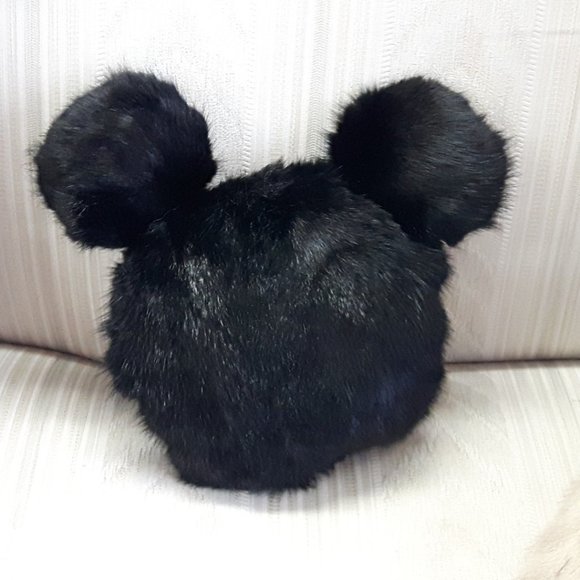 Handmade Genuine Black Mink Fur Mouse Pillow - Picture 1 of 4